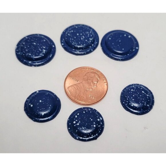 Vintage Lot of 22 Miniature Blue Enamel Speckled Design Dollhouse Kitchenware - Picture 7 of 9